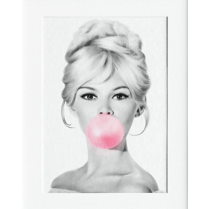 Brigette Bardot Bubbe Mounted Print Wall Decor - 40x50cms