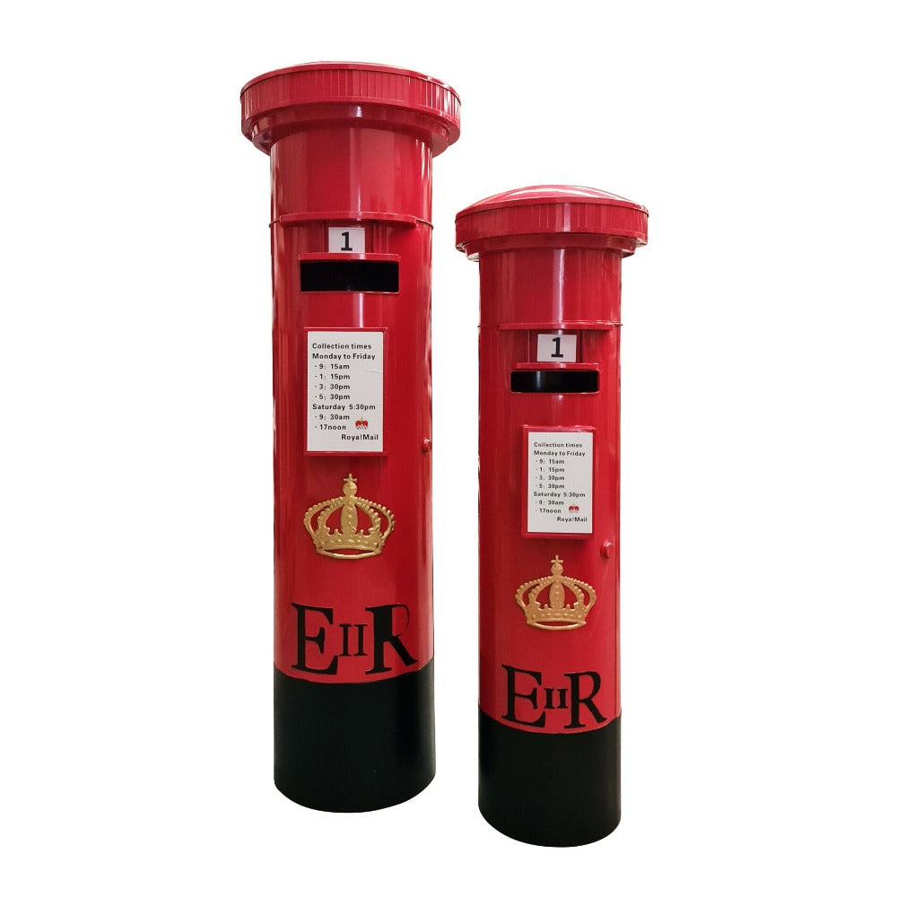 British Royal Pillar Mailbox Red (Choose from 2 Sizes)