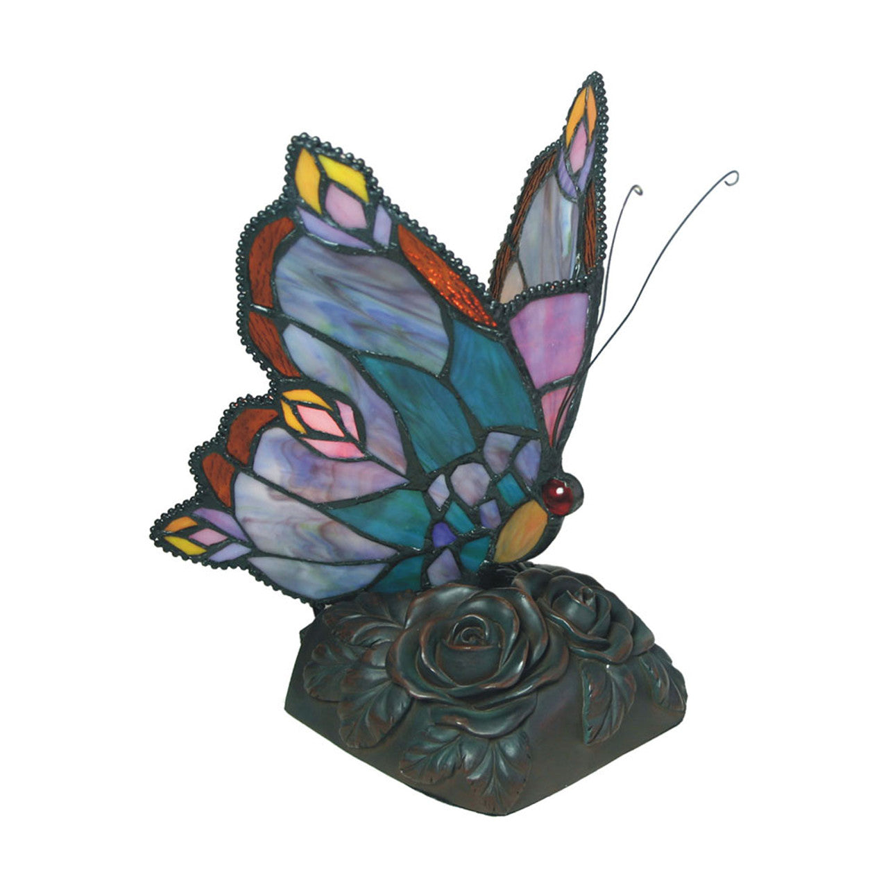 Bud Winged Butterfly Tiffany Shade Table Lamp