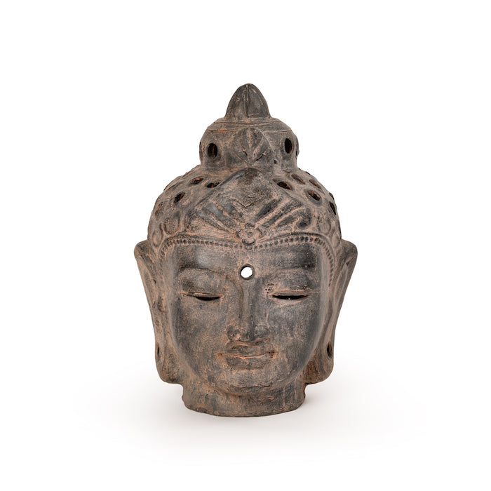 Buddha Head Terracotta Decor - Grey Finish