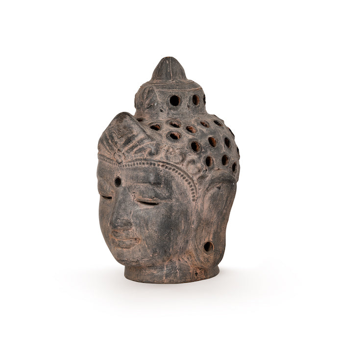 Buddha Head Terracotta Decor - Grey Finish