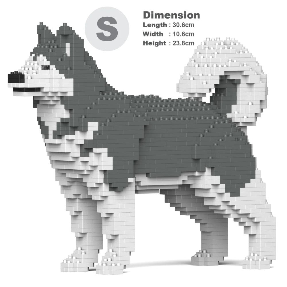 Building Blocks Model Grey Alaskan Malamute Dog 1210 Pcs (Available in 2 Sizes)