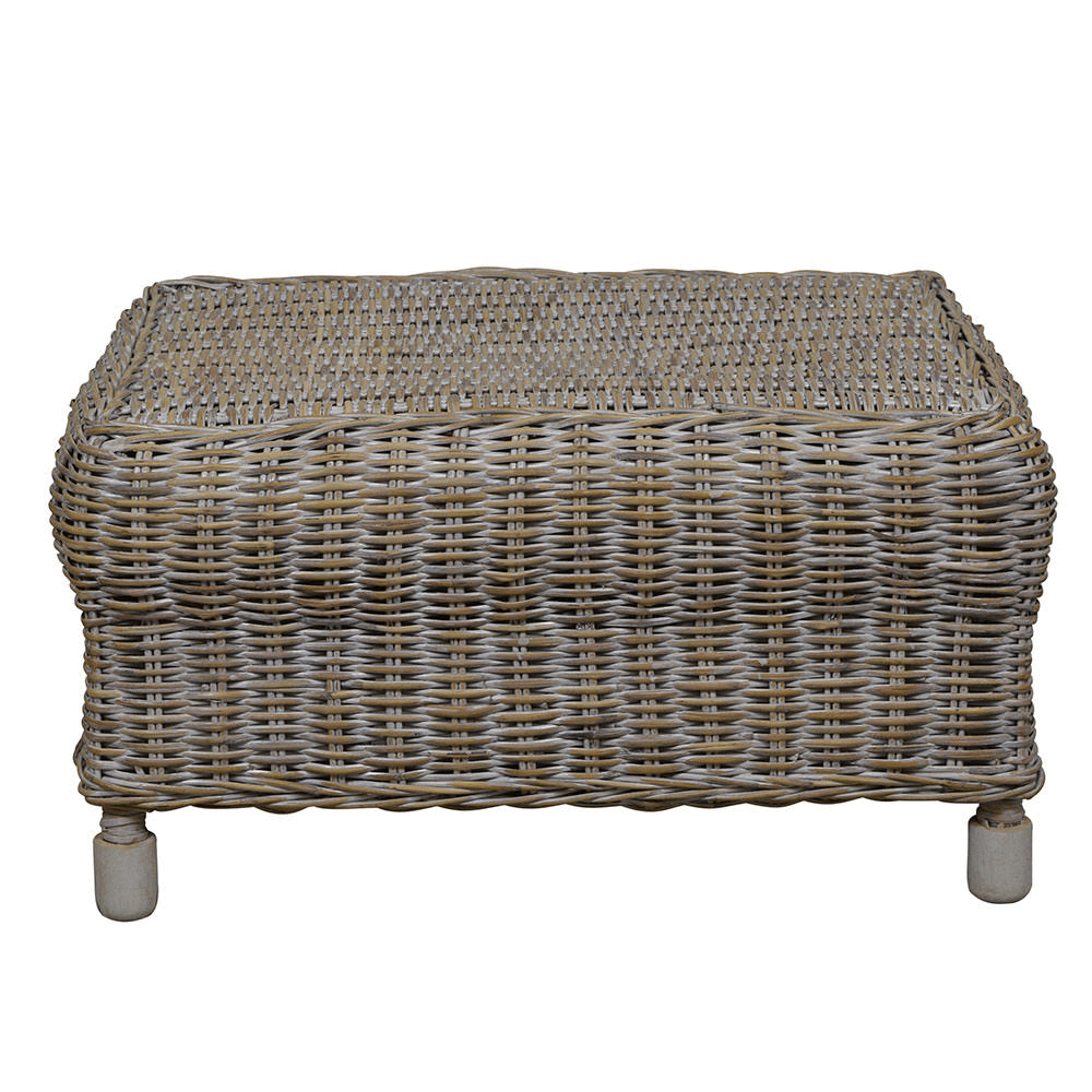 Bulge Rattan Footrest Ottoman - White Wash