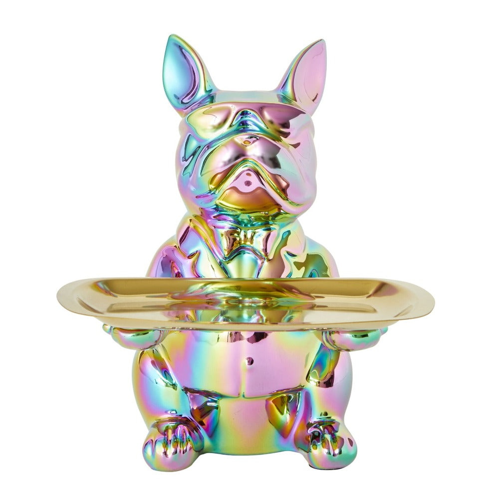 Bulldog Designer Trinket Tray - Metallic Rainbow