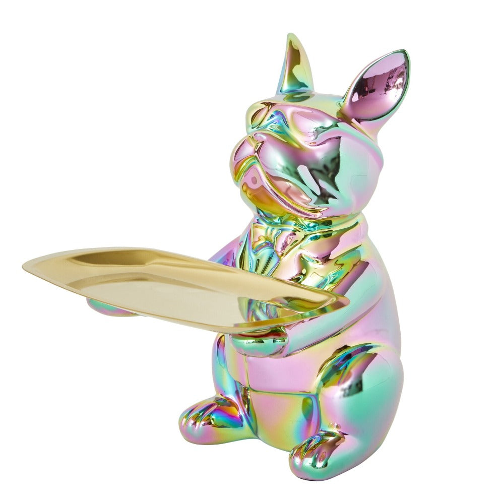 Bulldog Designer Trinket Tray - Metallic Rainbow