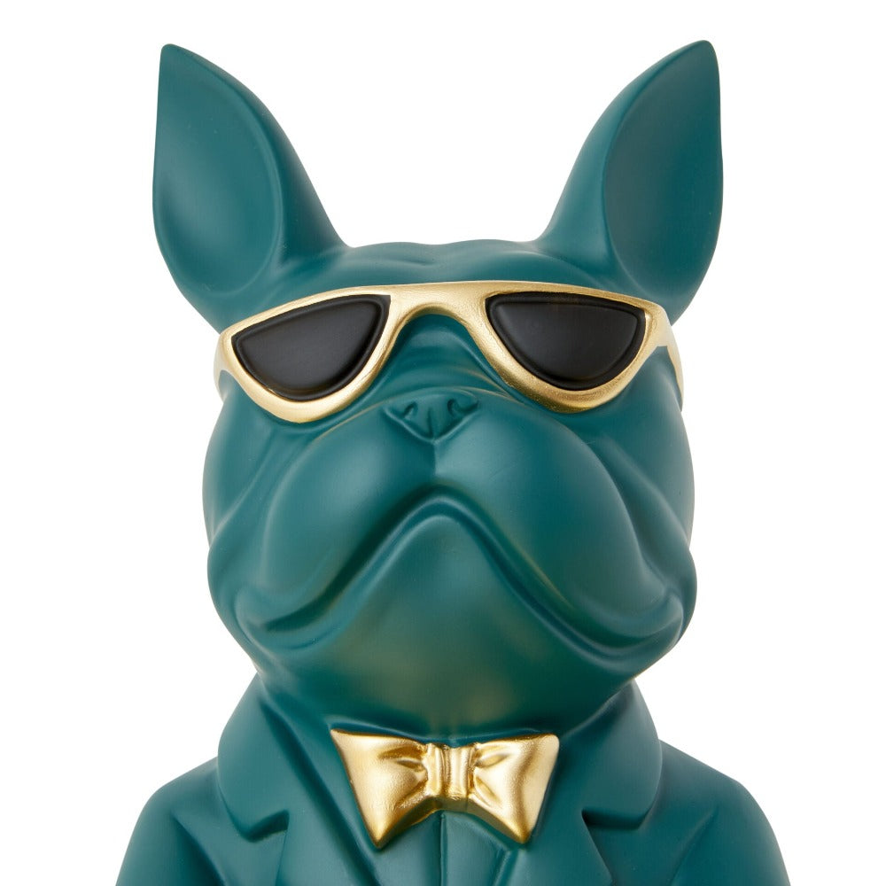 Bulldog Designer Trinket Tray - Green & Gold