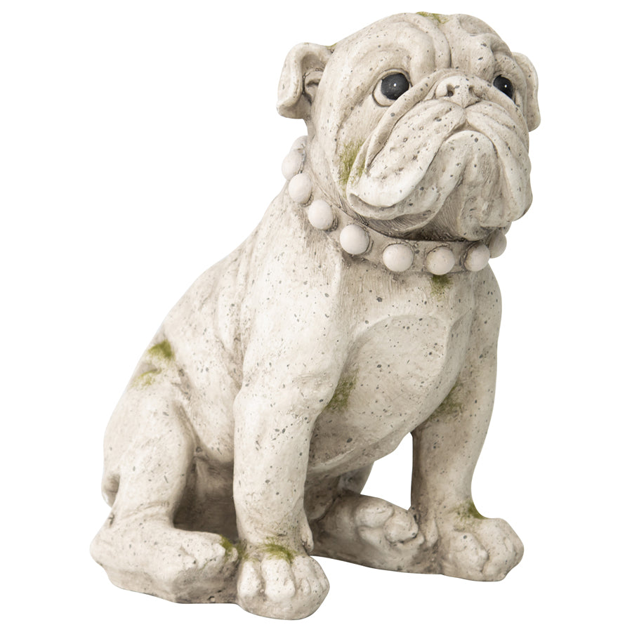 Bulldog Figurine Statue With Ornate Collar