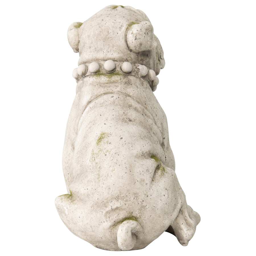 Bulldog Figurine Statue With Ornate Collar