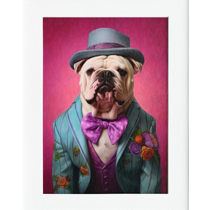 Bulldog Mounted Print Wall Decor - 40x50cms