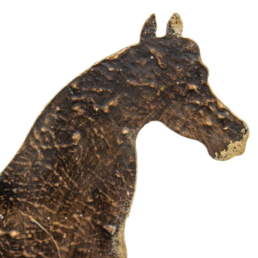 Burnt Metal Horse Statue on Base - 30.5cms