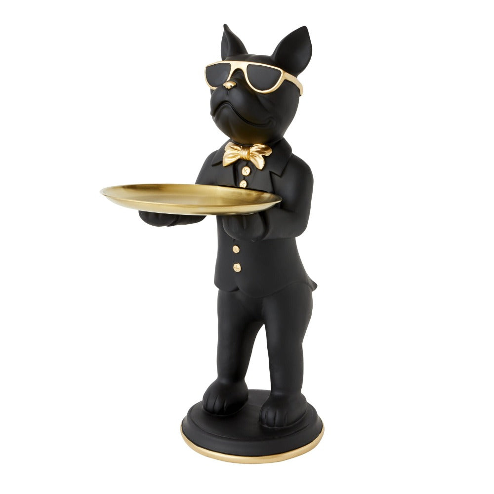 Butler Bulldog Designer Trinket Tray - Black & Gold