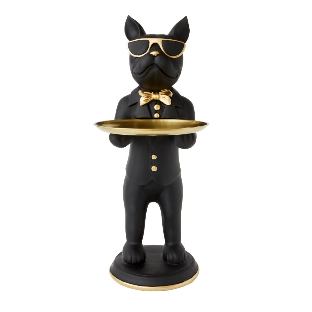 Butler Bulldog Designer Trinket Tray - Black & Gold