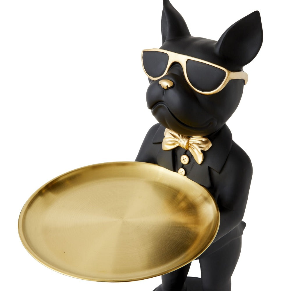 Butler Bulldog Designer Trinket Tray - Black & Gold