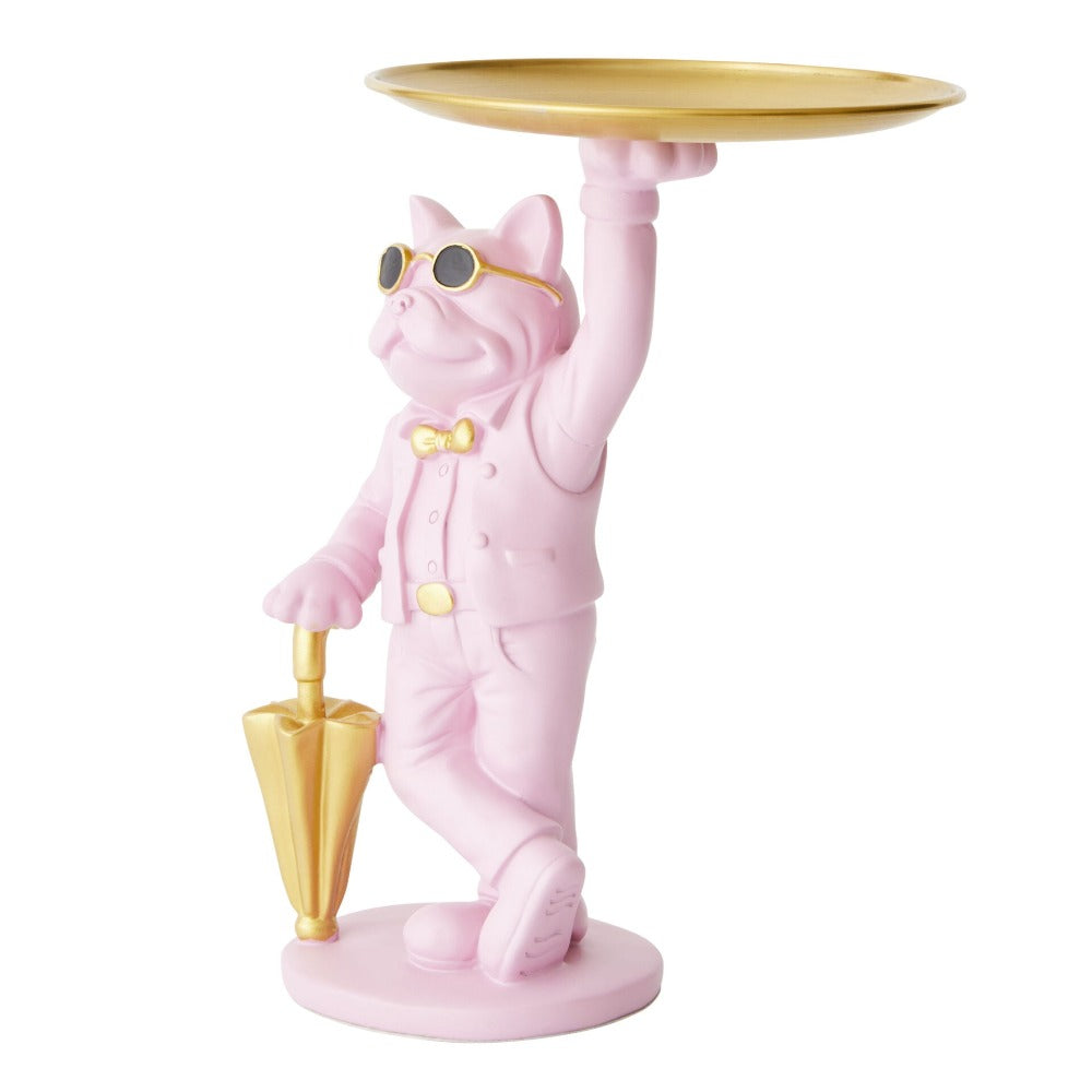 Butler Bulldog Designer Trinket Tray - Pink & Gold