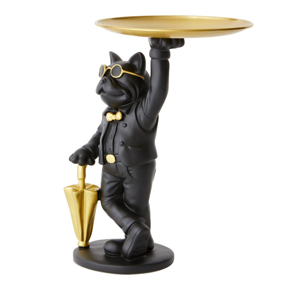 Butler Bulldog Designer Trinket Tray - Black & Gold