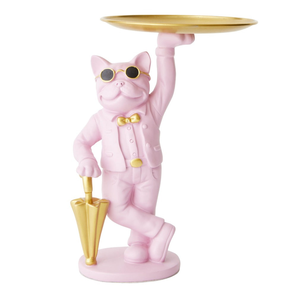 Butler Bulldog Designer Trinket Tray - Pink & Gold