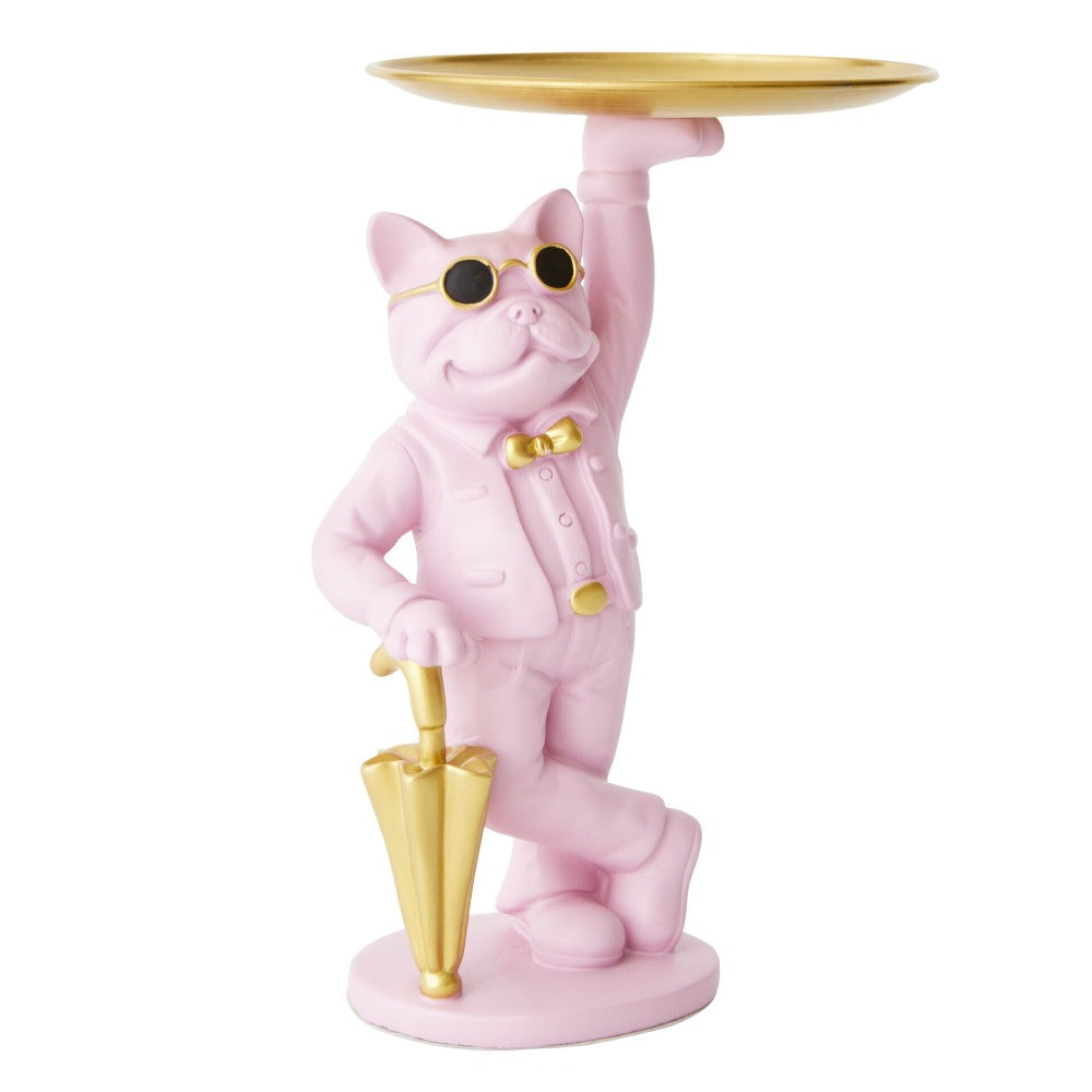 Butler Bulldog Designer Trinket Tray - Pink & Gold