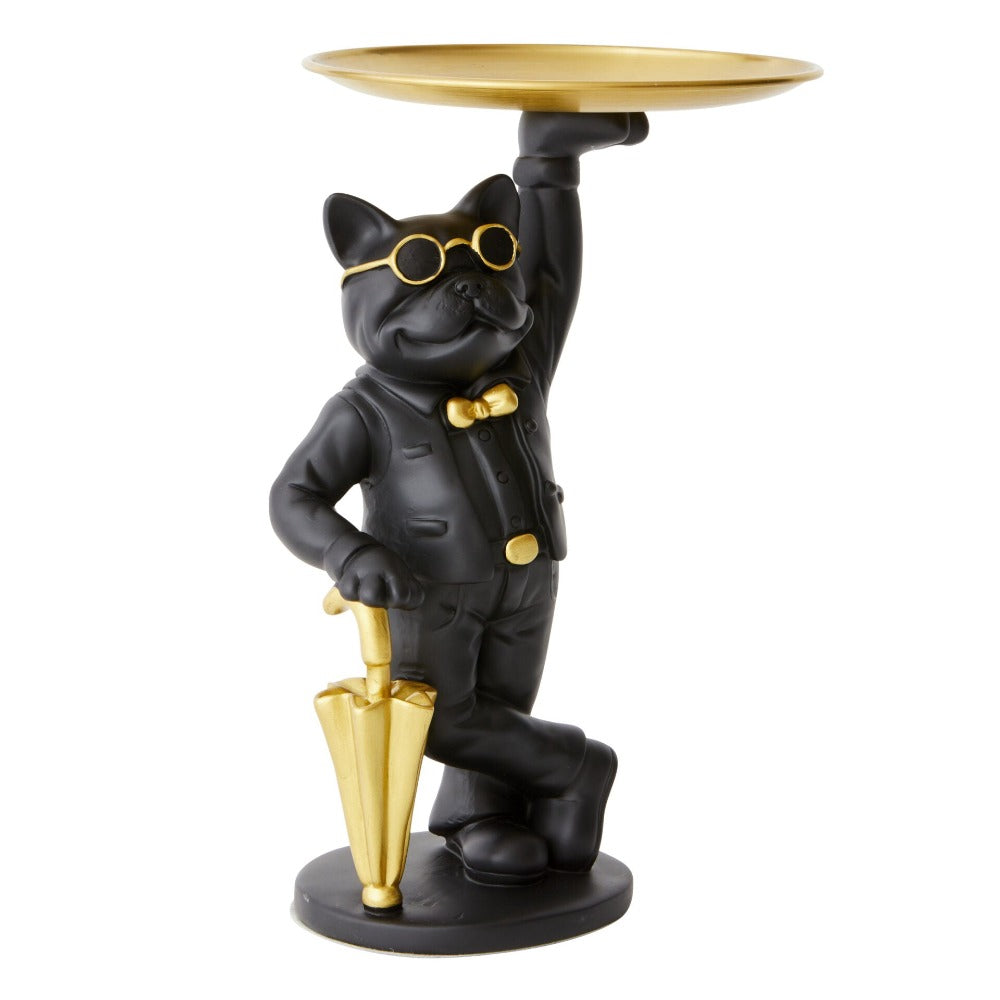 Butler Bulldog Designer Trinket Tray - Black & Gold