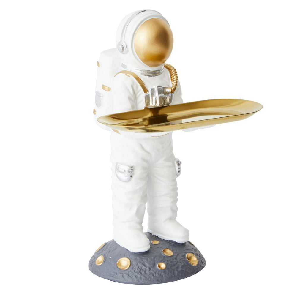 Astronaut Designer Trinket Tray - White & Gold