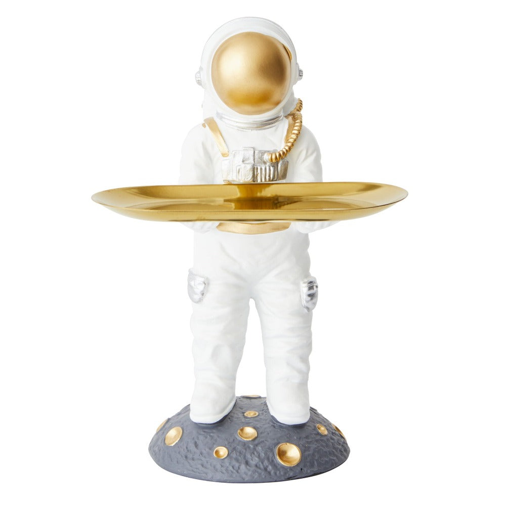 Astronaut Designer Trinket Tray - White & Gold