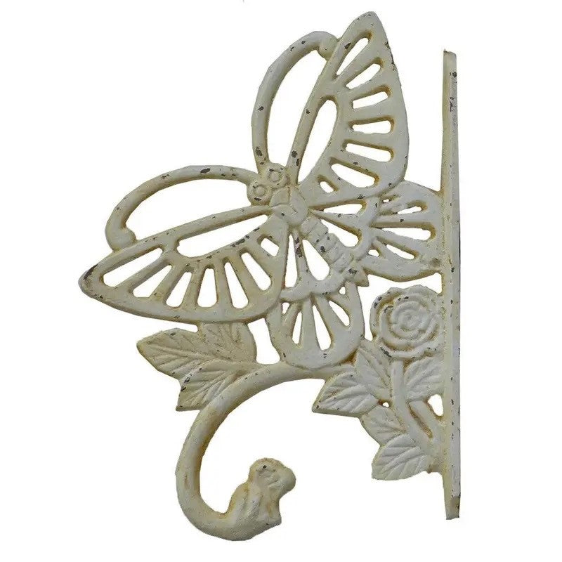 Butterfly Cast Iron Wall Mounted Side Hook - Antique White