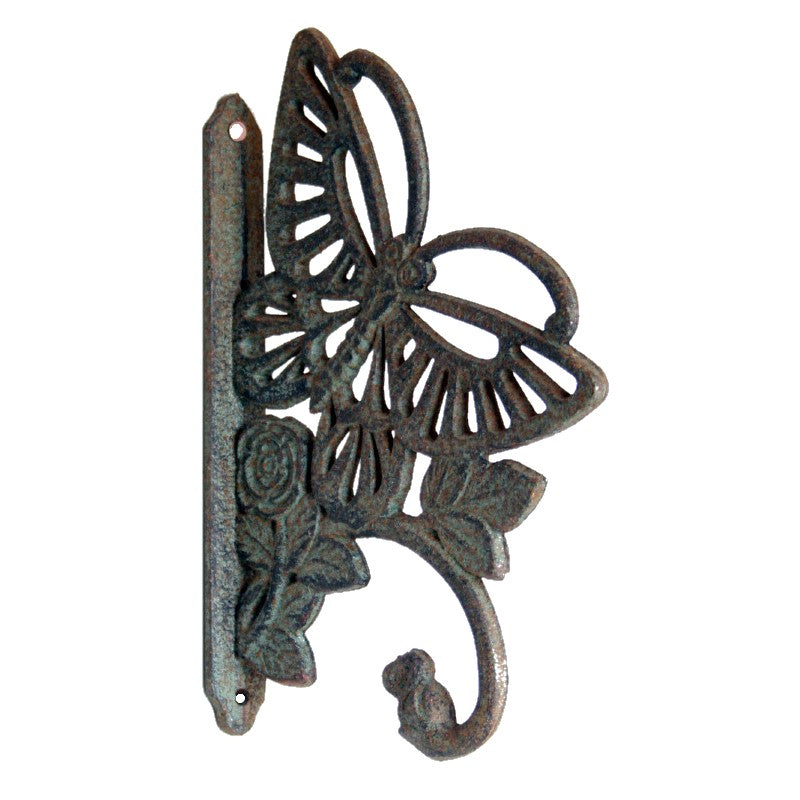 Butterfly Cast Iron Wall Mounted Side Hook - Antique Rust