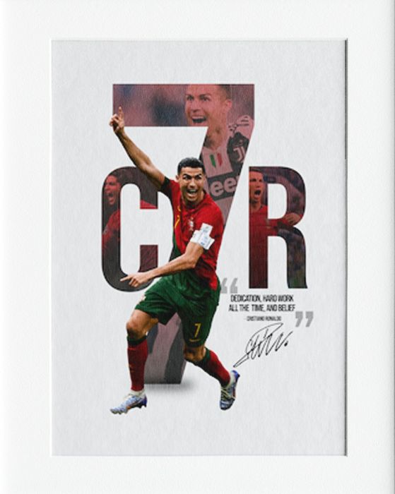 CR7 Ronaldo Mounted Print Wall Decor - 40x50cms