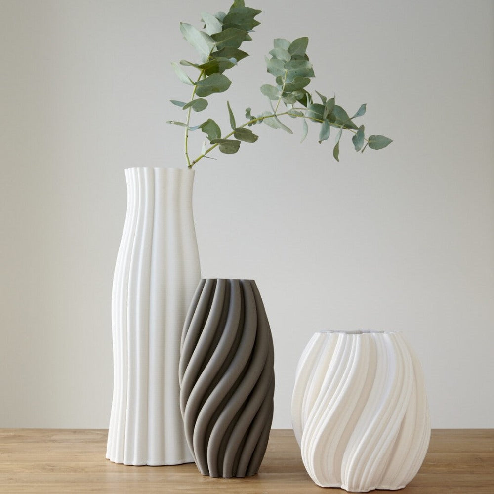 Calm Curves Decor Ceramic Vase 29cms - Charcoal