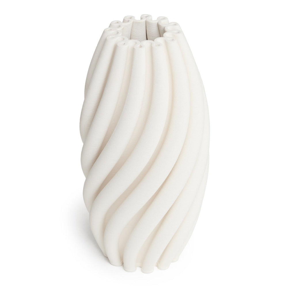 Calm Curves Decor Ceramic Vase 29cms - White