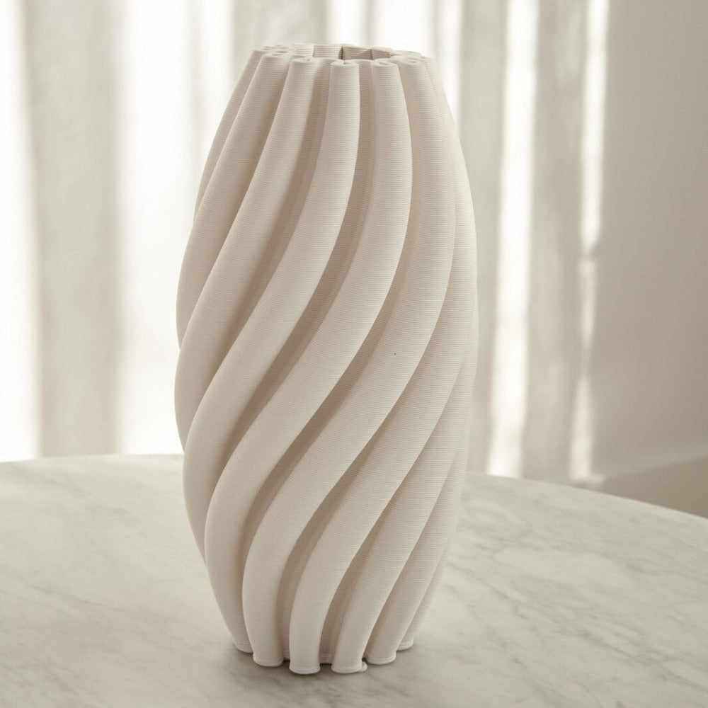 Calm Curves Decor Ceramic Vase 29cms - White