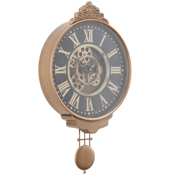 Cambridge Pendulum Gear Movement Wall Clock - Gold with Black