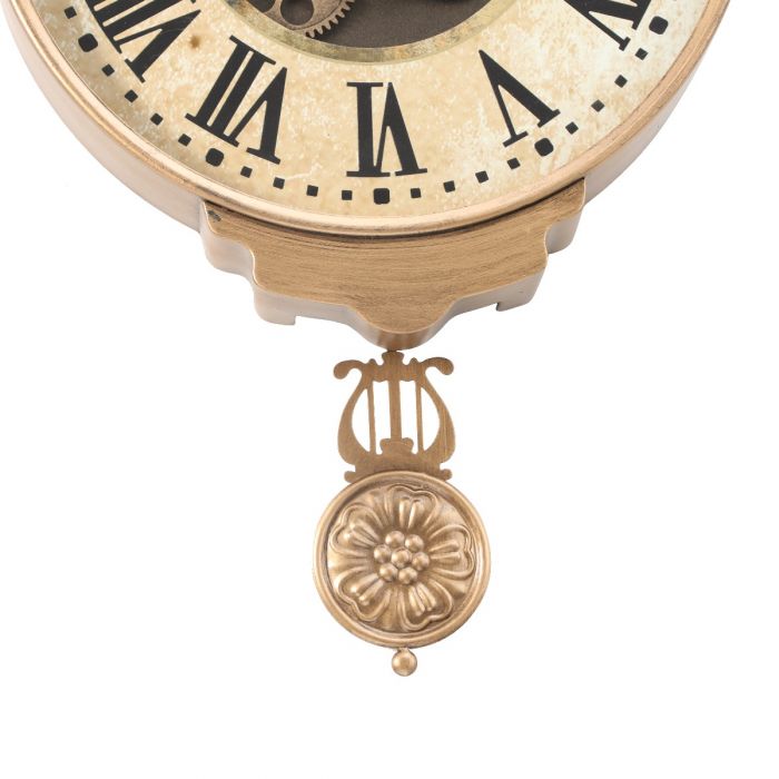 Cambridge Pendulum Gear Movement Wall Clock - Gold with Natural