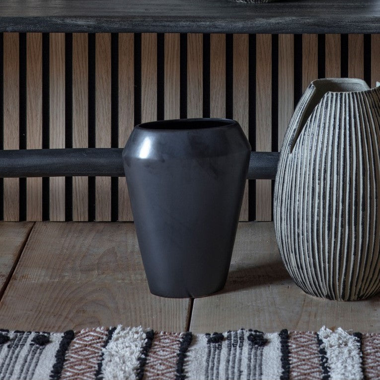 Captivating Dark Grey Glazed Vase (Available in 2 Sizes)