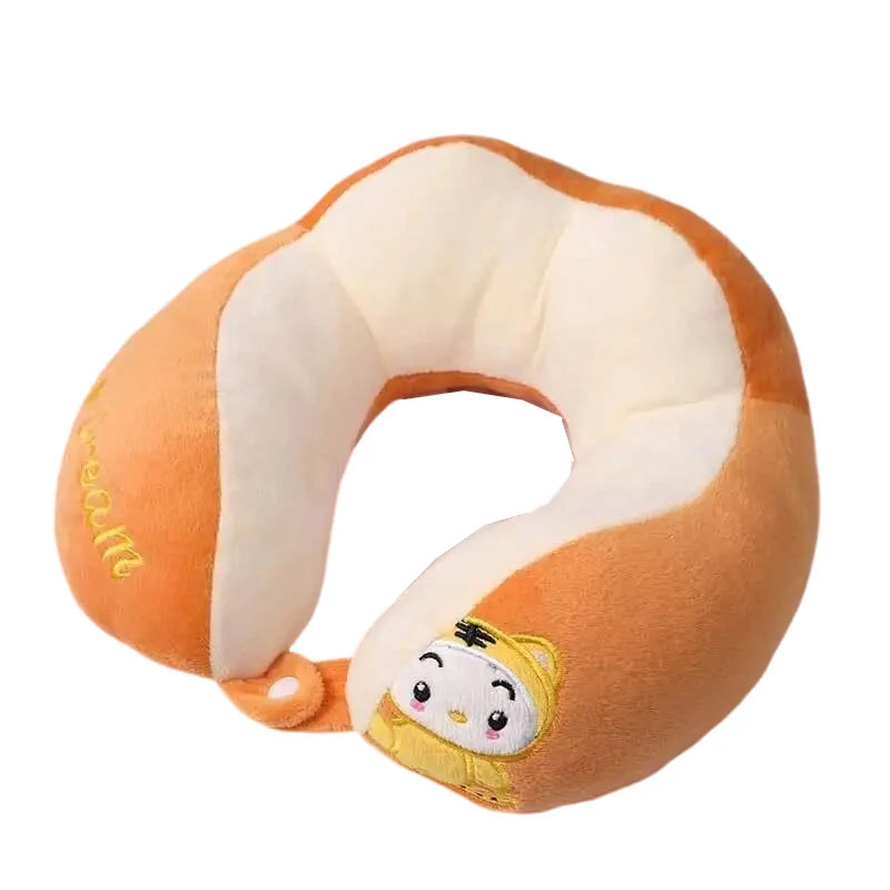 Cartoon Cotton U-shaped Neck Pillow - Orange - 28 x 28cms