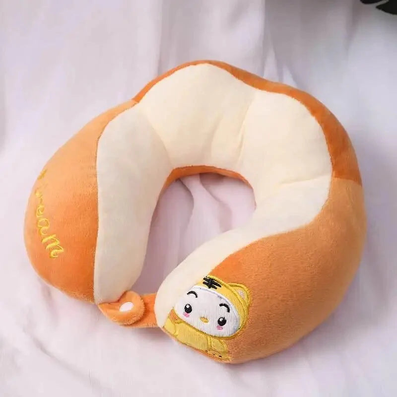 Cartoon Cotton U-shaped Neck Pillow - Orange - 28 x 28cms