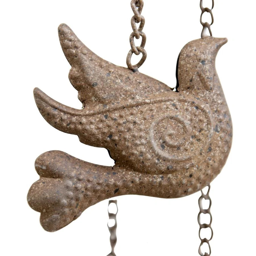 Cast-Iron Hanging Spiral Birds Garden Wind Chimes 84cms