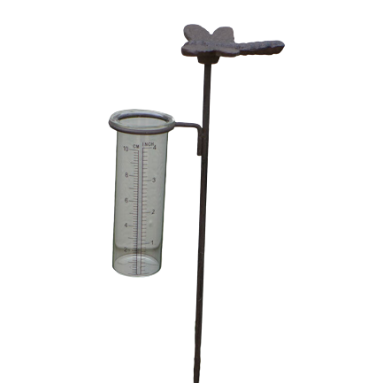 Cast Iron Dragonfly Garden Rain Gauge