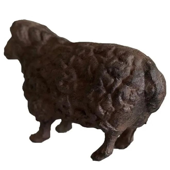 Cast Iron Sheep Statue - Antique Rust