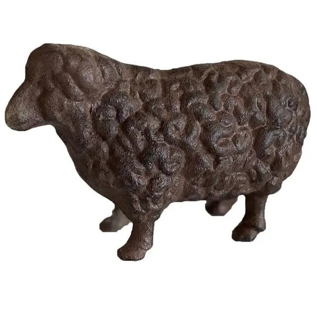 Cast Iron Sheep Statue - Antique Rust