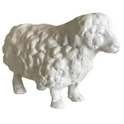 Cast Iron Sheep Statue - Antique White