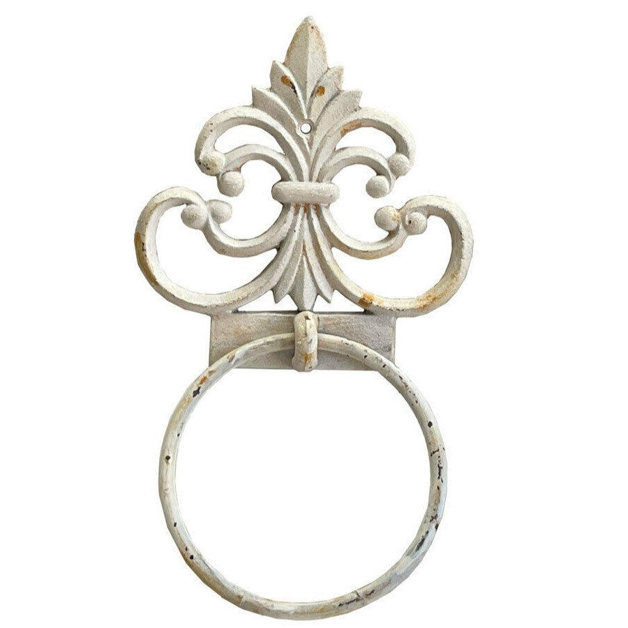 Cast Iron Spire Wall Mount Towel Holder - Antique White