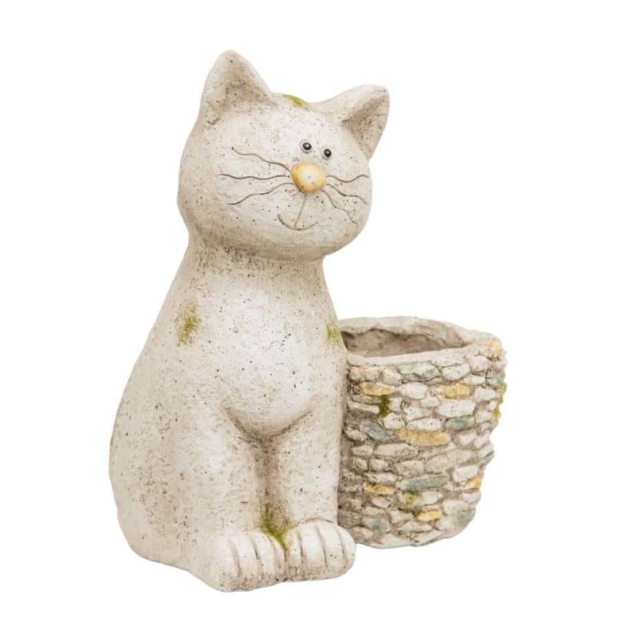 Cat with Stony Planter w/ Hole & Plug  - 31cms