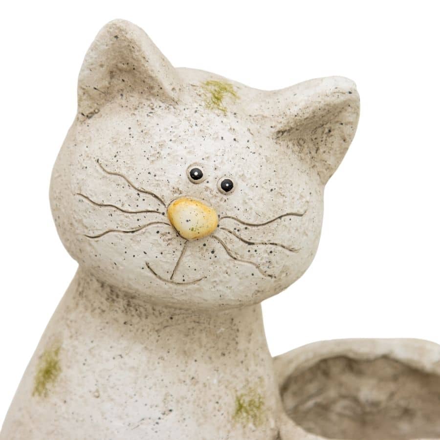 Cat with Stony Planter w/ Hole & Plug  - 31cms