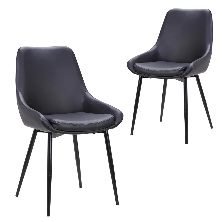 Cedar Serenity Leather Dining Chair - Black (Set of 2)