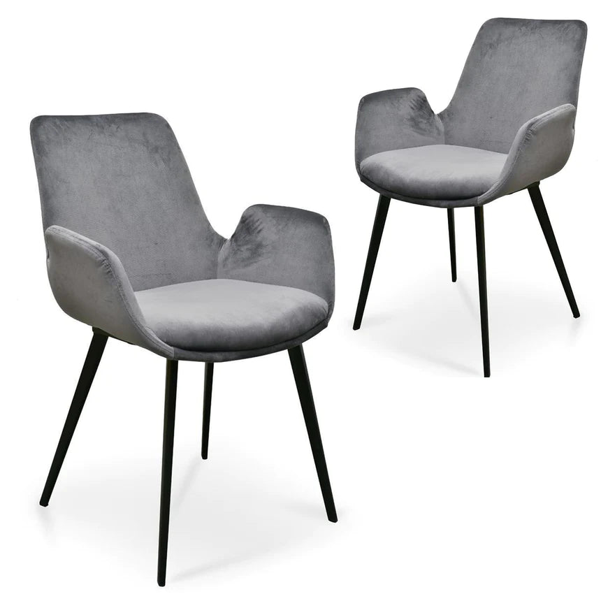 Cedar Serenity Velvet Dining Chair - Dark Grey (Set of 2)