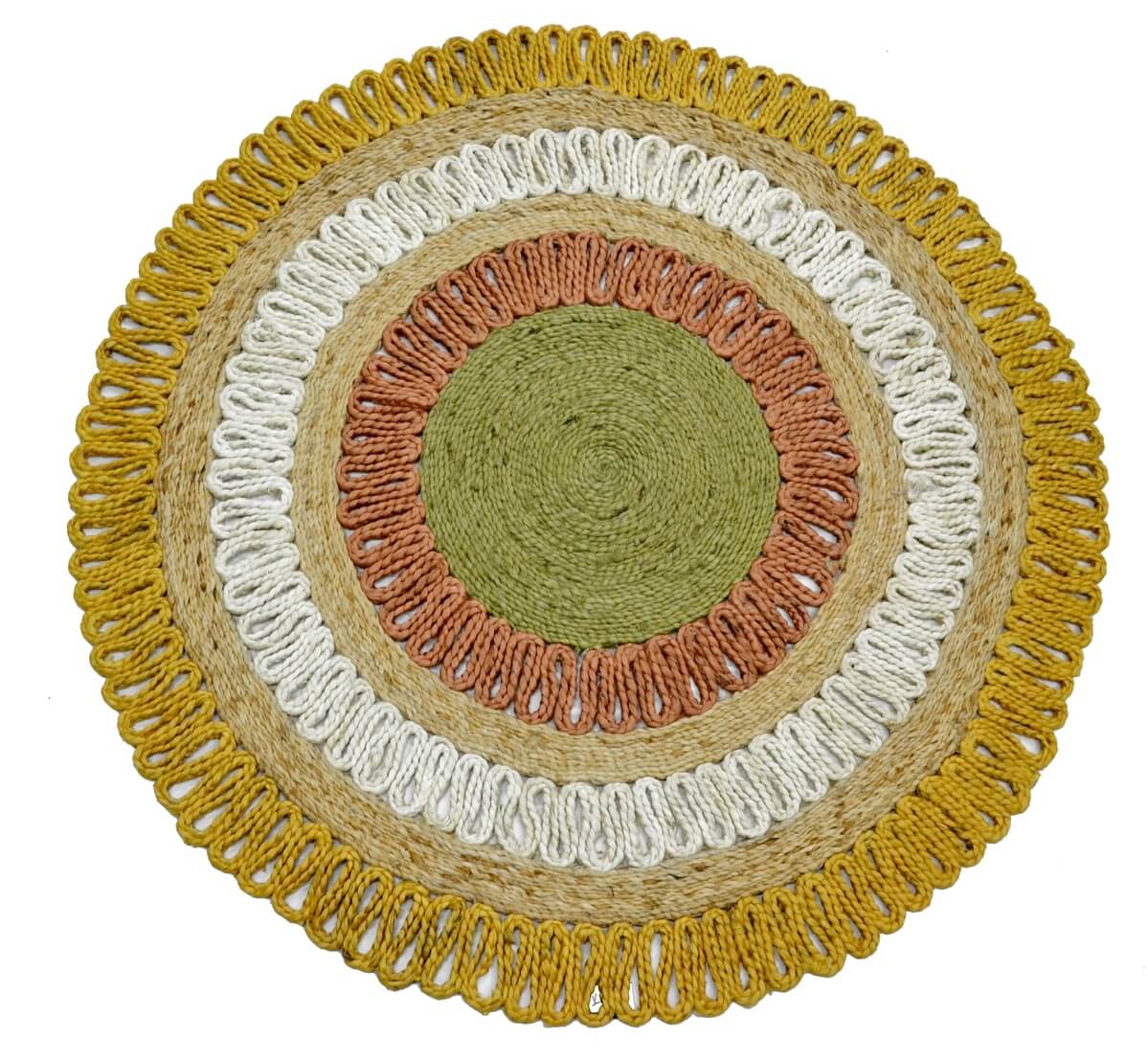 Celestial Charm Handwoven Jute Rug - Gold Round 120cms