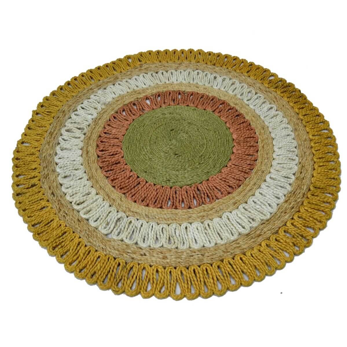 Celestial Charm Handwoven Jute Rug - Gold Round 120cms