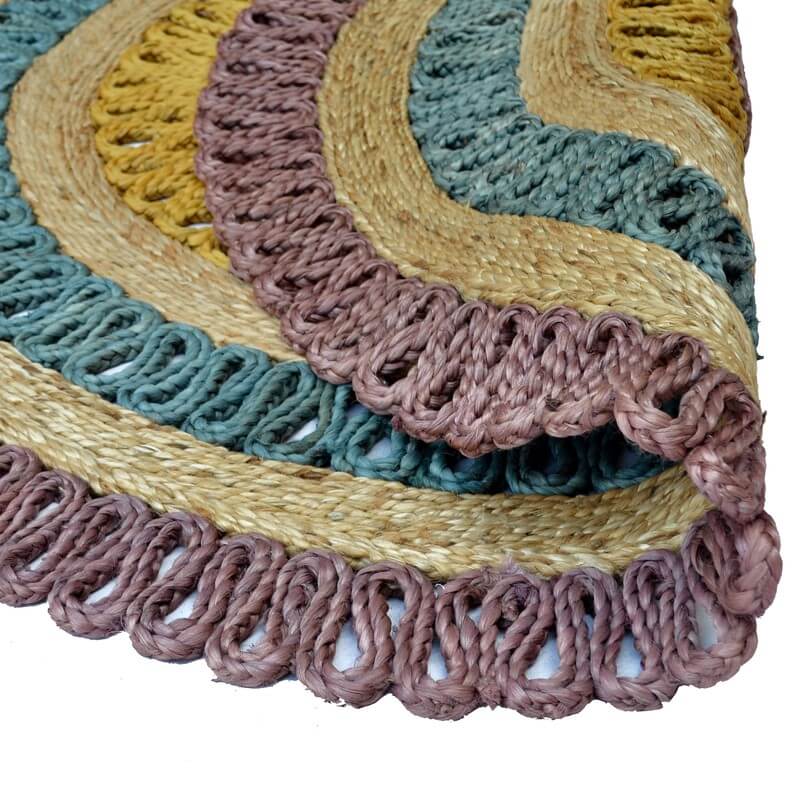 Celestial Charm Handwoven Jute Rug - Purple Round 120cms