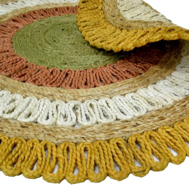 Celestial Charm Handwoven Jute Rug - Gold Round 120cms