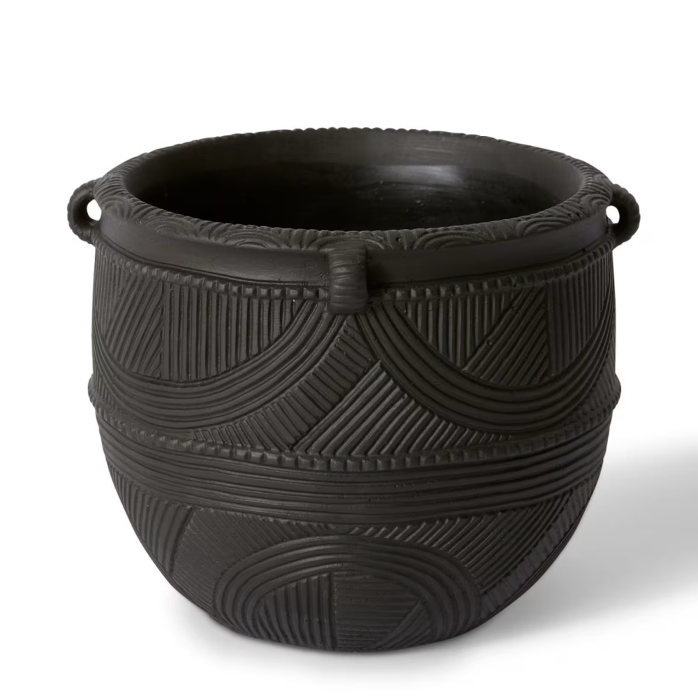 Cement Izaak Planter Pot - Black - Available in 2 Sizes